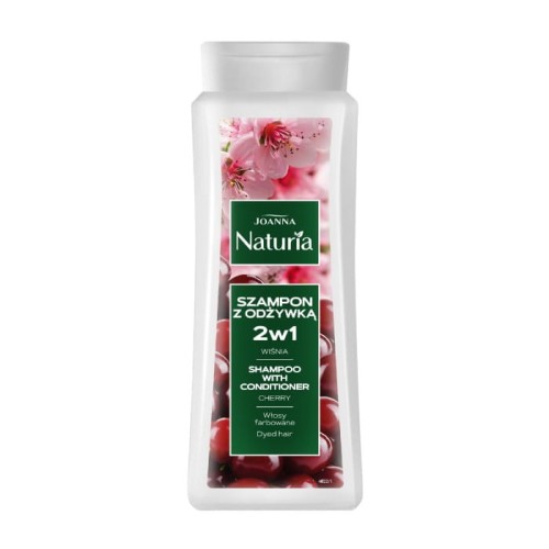 JOANNA Naturia Szampon z odżywką 2w1 do włosów farbowanych - Wiśnia 500 ml