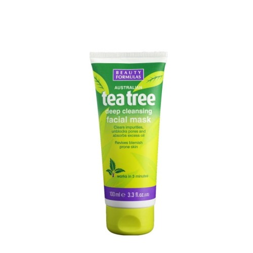 Beauty Formulas Tea Tree Maska glinkowa głęboko oczyszczająca  100ml