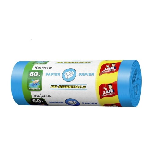 Sarantis Jan Niezbędny Worki do segregacji śmieci niebieskie - papier 60L  1op.-16szt