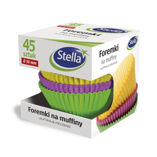 STELLA Foremki na muffiny kolorowe - średnica 50mm  1op.-45szt