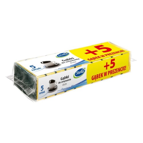 STELLA Gąbka do zmywania Duża 1op.- 5 + 5 szt. gratis