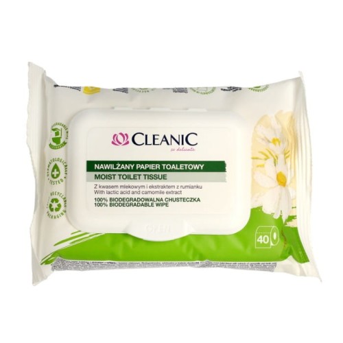 Cleanic Papier toaletowy nawilżany z ekstraktem z rumianku 1op.-40szt