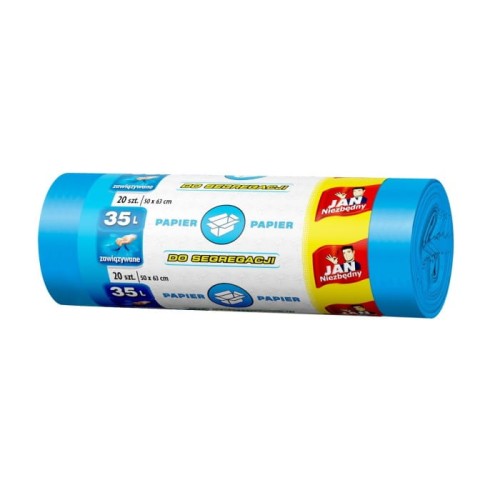 Sarantis Jan Niezbędny Worki do segregacji śmieci niebieskie - papier 35L  1op.-20szt