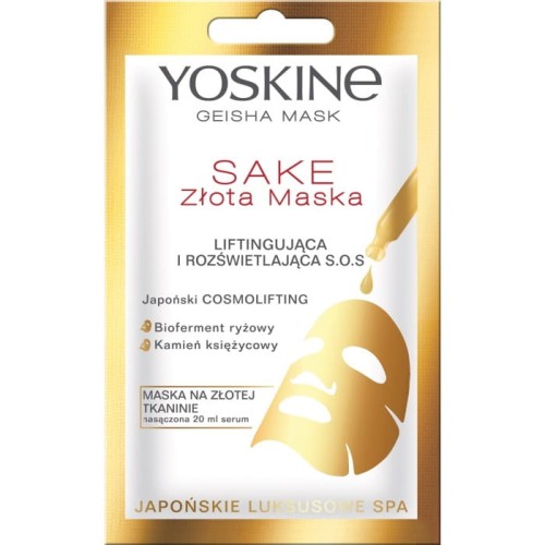 YOSKINE Geisha Mask Sake Złota Maska na tkaninie liftingująco - rozświetlająca S.O.S. 20 ml