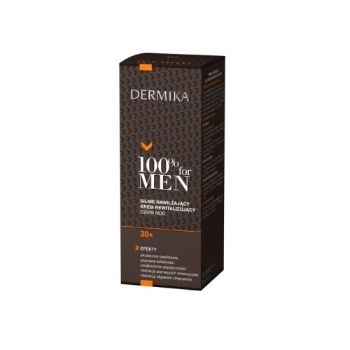 Dermika 100% for Men Krem 30+ silnie nawilżający i rewitalizujący na dzień i noc  50ml