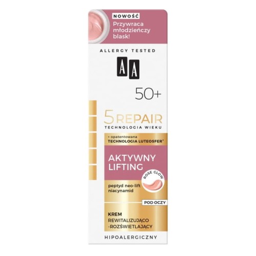AA Technologia Wieku 5 Repair 50+ Aktywny Lifting Krem rewitalizująco-rozświetlający pod oczy 15ml