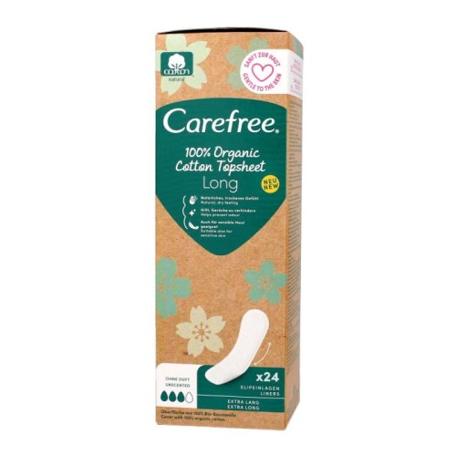 Carefree Plus 100% Organic Wkładki higieniczne - long 1op.-24szt