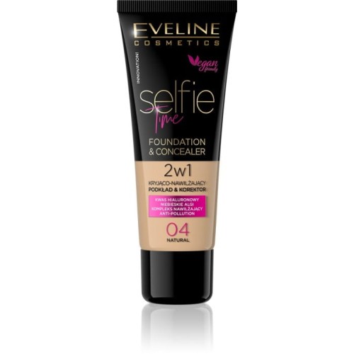 EVELINE Selfie Time Podkład 2w1 kryjąco-nawilżający nr 04 Natural 30 ml