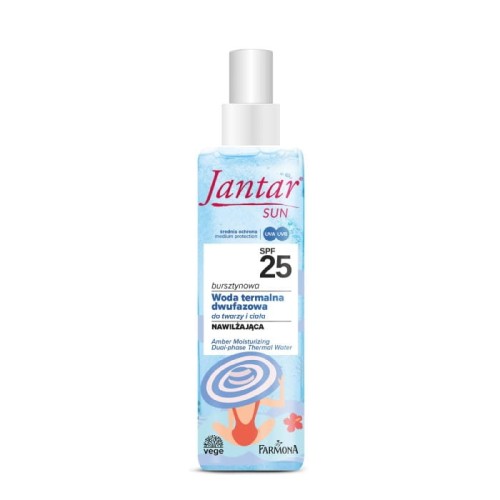 JANTAR Sun Bursztynowa woda termalna dwufazowa do twarzy i ciała SPF 25 nawilżająca 200 ml