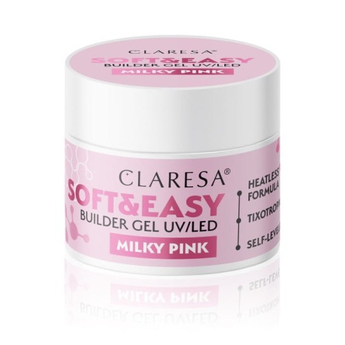 CLARESA Żel budujący do paznokci Soft&amp;Easy Builder - Milky Pink 90g