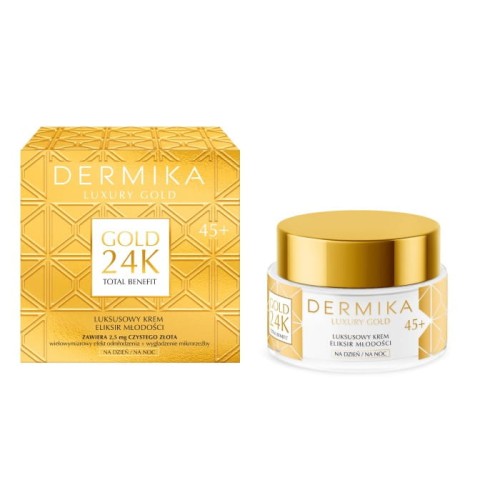 DERMIKA Luxury Gold 24K Total Benefit Luksusowy krem eliksir młodości 45+ na dzień na noc 50 ml