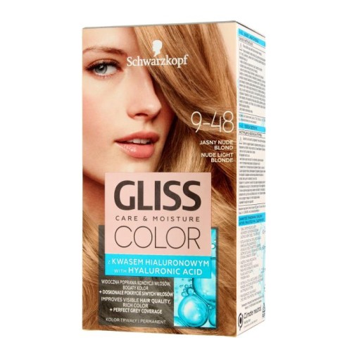 SCHWARZKOPF Gliss Color Farba do włosów Care &amp; Moisture nr 9-48 Jasny Nude Blond 1op.