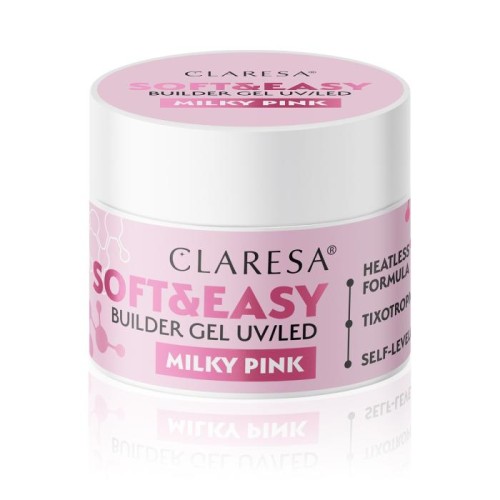 CLARESA Żel budujący do paznokci Soft&amp;Easy Builder - Milky Pink 45g