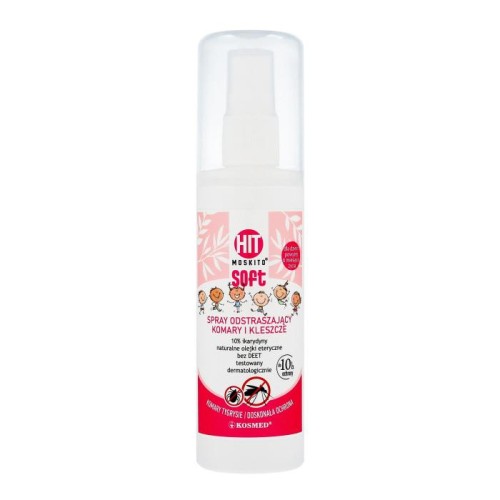 KOSMED Hit Moskito Soft Spray odstraszający komary i kleszcze z ikarydyną (10%) bez DEET 80 ml