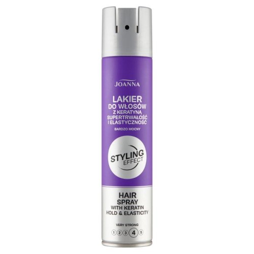 JOANNA Styling Effect Lakier do włosów z keratyną Supertrwałość i Elastyczność - bardzo mocny 250 ml