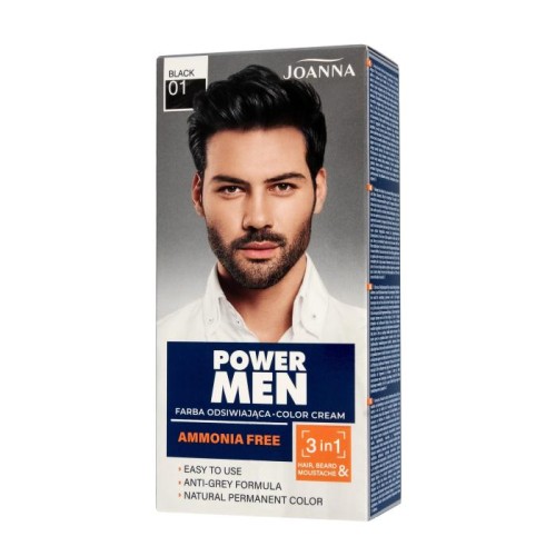 JOANNA Power Men Farba odsiwiająca do włosów dla mężczyzn 01 Black 100 g