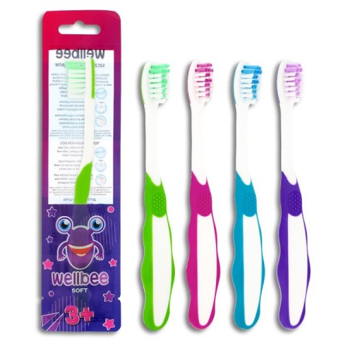 WELLBEE Szczoteczka dla dzieci KIDS(3+) Soft (folia) - mix kolorów 1szt