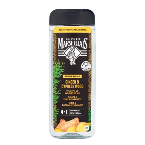 Le Petit Marseillais Żel pod prysznic 4w1 dla mężczyzn Imbir &amp; Drzewo Cyprysowe 400ml