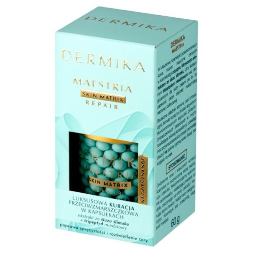 DERMIKA Maestria Skin Matrix Repair Luksusowa Kuracja przeciwzmarszczkowa w kapsułkach z ekstraktem ze śluzu ślimaka na dzień i