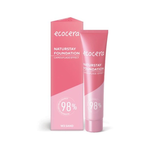 ECOCERA Naturstay Foundation Naturalny Podkład - efekt kamuflażu W3 Sand  30ml