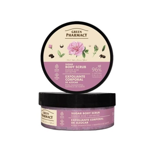 GREEN PHARMACY Multi Peeling cukrowy do ciała Róża damasceńska i Masło shea