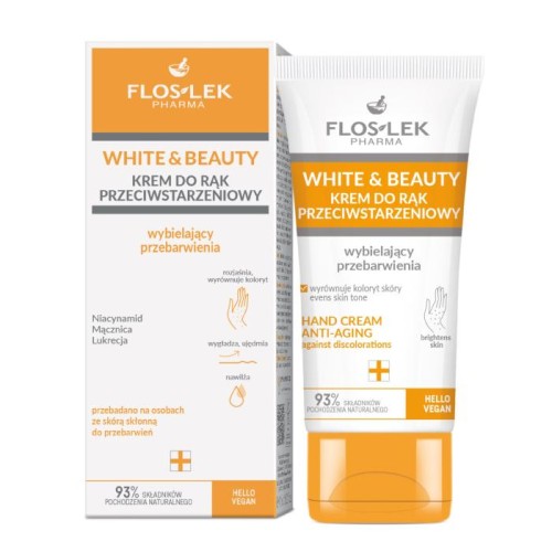 FLOSLEK PHARMA White &amp; Beauty Krem do rąk przeciwstarzeniowy - wybielający przebarwienia 45ml