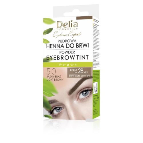 DELIA Henna do brwi pudrowa w saszetkach 5.0 - Jasny brąz
