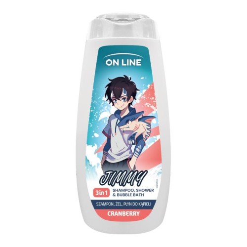 ON LINE KIDS Jimmy 3w1 Szampon, żel, płyn do kąpieli - Cranberry 400 ml