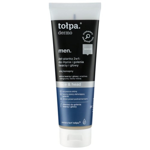 TOŁPA Dermo Men Żel-pianka 2w1: do mycia i golenia twarzy i głowy Face &amp; Head 100 ml