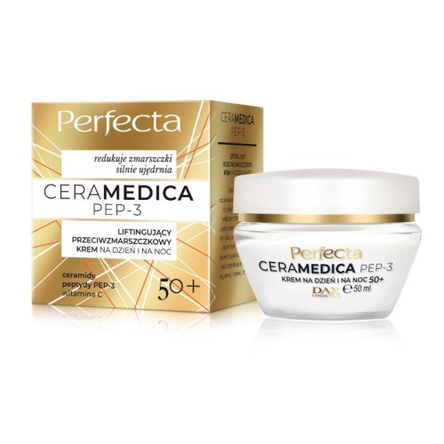 PERFECTA Ceramedica PEP3 50+ Liftingujący przeciwzmarszczkowy krem na dzień i na noc 50 ml
