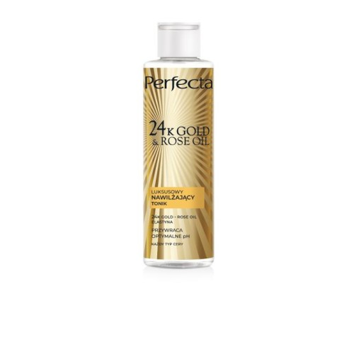PERFECTA 24K Gold &amp; Rose Oil Luksusowy tonik nawilżający do cery dojrzałej 200 ml