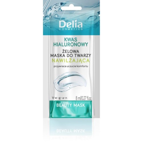 DELIA Beauty Żelowa maseczka do twarzy nawilżająca z kwasem hialuronowym 8 ml
