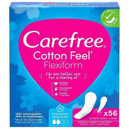 CAREFREE Cotton Feel Flexiform Wkładki higieniczne 1op.- 56 sztuk