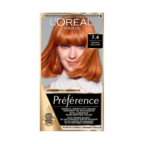 LOREAL Preference Farba do włosów 7.4  - Miedź  Mango 1 op.