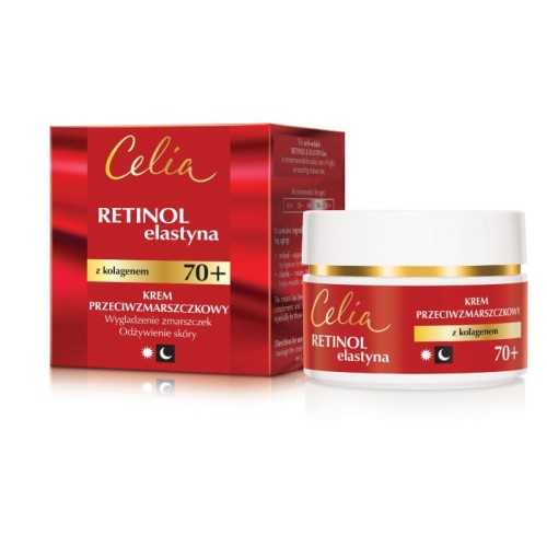 CELIA Retinol &amp; Elastyna 70+ Krem przeciwzmarszczkowy z kolagenem na dzień i na noc 50 ml