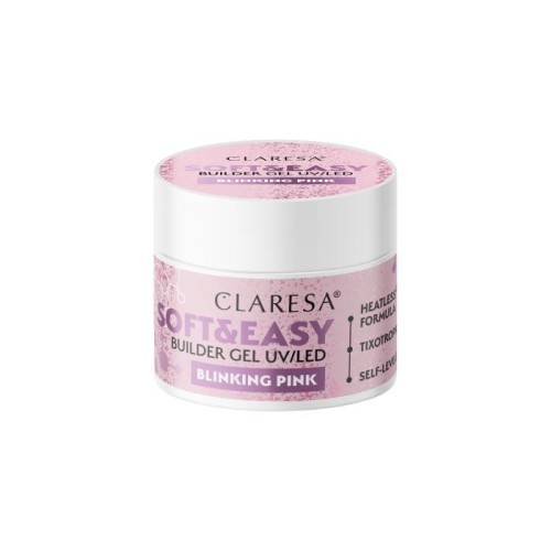 CLARESA Żel budujący do paznokci Soft&amp;Easy Builder Blinking Pink 12 g