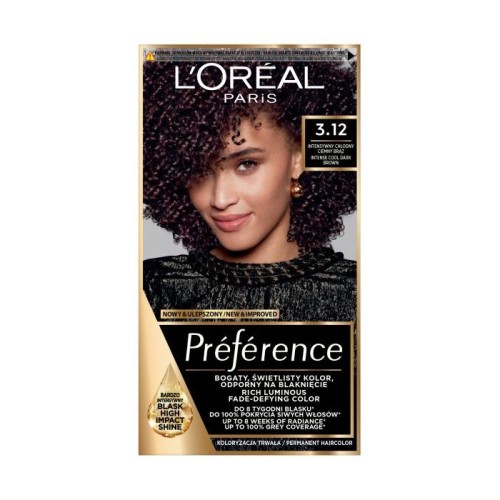 LOREAL Preference Farba do włosów 3.12 - Intensywny Chłodny Ciemny Brąz 1 op.
