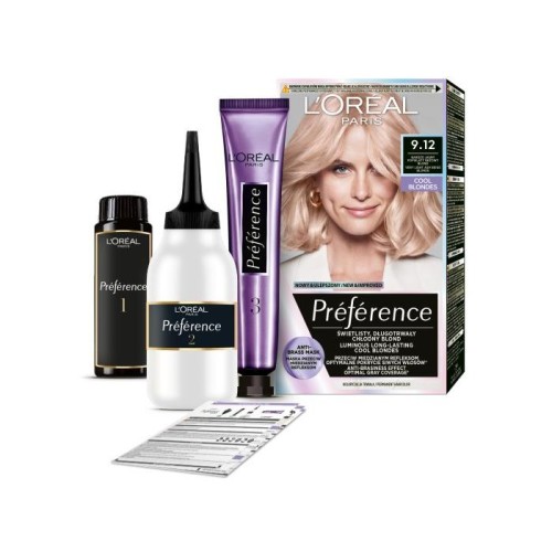 LOREAL Preference Farba do włosów 9.12 - Bardzo Jasny Popielaty Beżowy Blond 1 op.