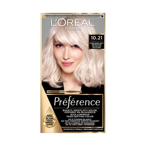 LOREAL Preference Farba do włosów 10.21 - Bardzo Bardzo Jasny Perłowy Blond 1 op.