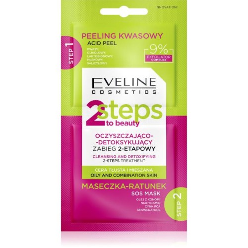 EVELINE 2Steps To Beauty Zabieg 2-etapowy oczyszczająco detoksykujący 2x4 ml