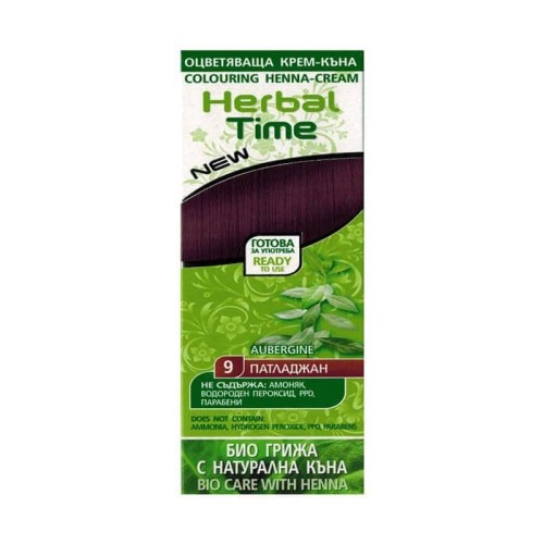 HERBAL TIME Henna do włosów naturalna 9 Bakłażan