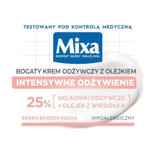 MIXA Bogaty Krem odżywczy z olejkiem 25% do cery suchej i wrażliwej, 50 ml