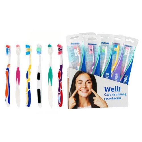 WELLBEE Display Szczoteczki dla dorosłych - mix 15 sztuk