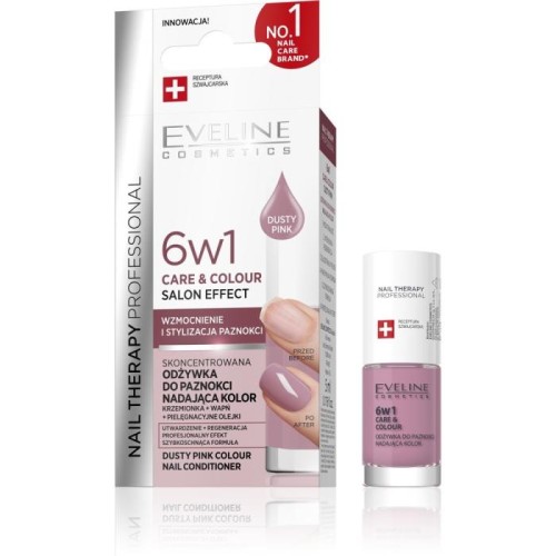 EVELINE Nail Therapy Professional Odżywka do paznokci nadająca kolor Care&amp;Colour 6w1 - Dusty Pink 5 ml