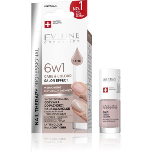 EVELINE Nail Therapy Professional Odżywka do paznokci nadająca kolor Care&amp;Colour 6w1 - Latte 5 ml