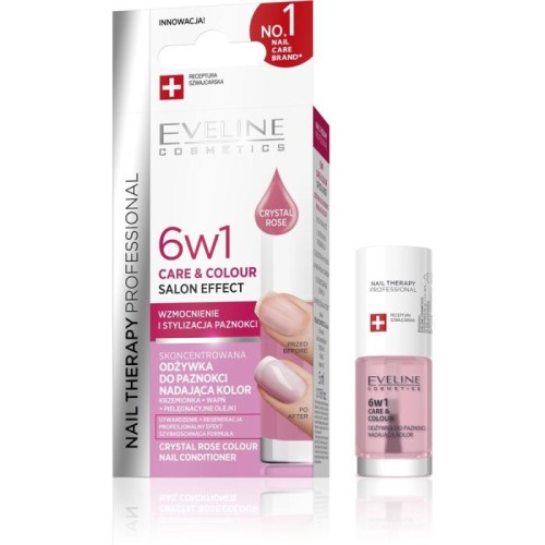 EVELINE Nail Therapy Professional Odżywka do paznokci nadająca kolor Care&amp;Colour 6w1 - Crystal Rose 5 ml