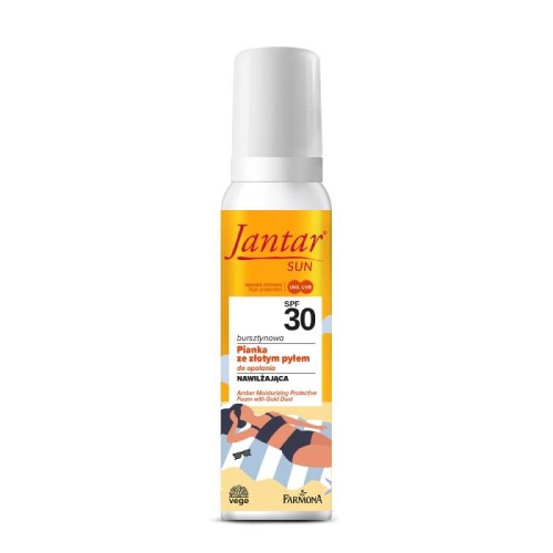 JANTAR Sun Bursztynowa pianka nawilżająca do opalania SPF 30 ze złotym pyłem 150 ml