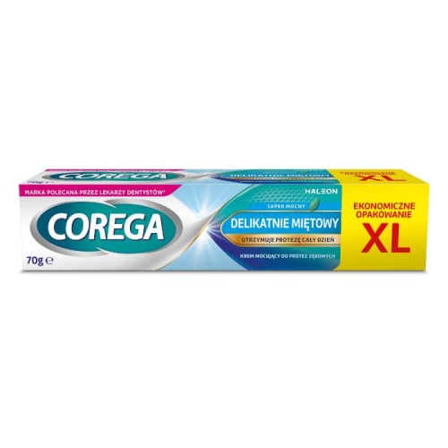 COREGA Supermocny Klej mocujący do protez zębowych - delikatnie miętowy 70 g