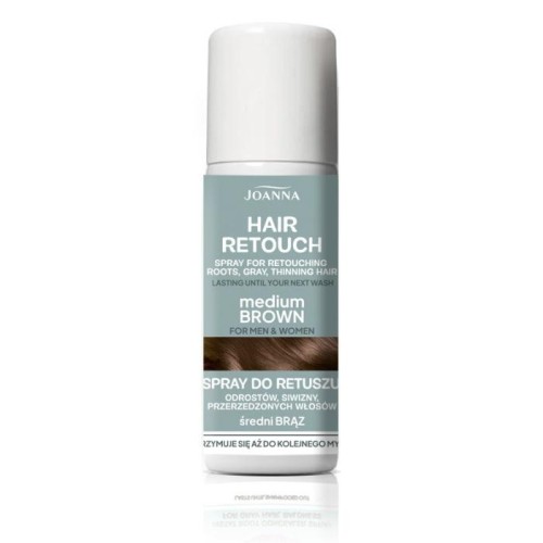 JOANNA Hair Retouch Spray do retuszu odrostów,siwizny i przerzedzonych włosów - Medium Brown 75 ml