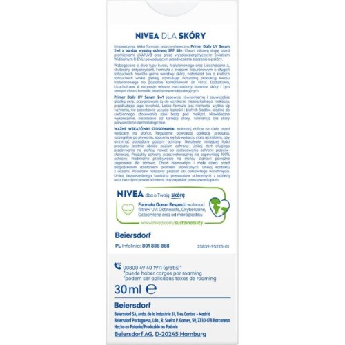 NIVEA SUN Primer Daily UV Serum do twarzy 2w1 SPF50 30 ml
